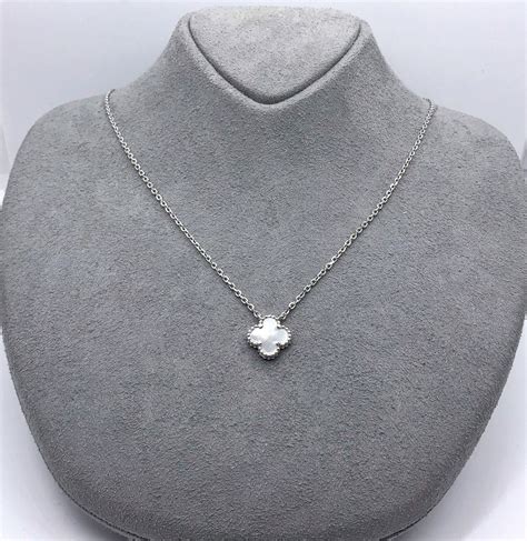 white gold clover necklace